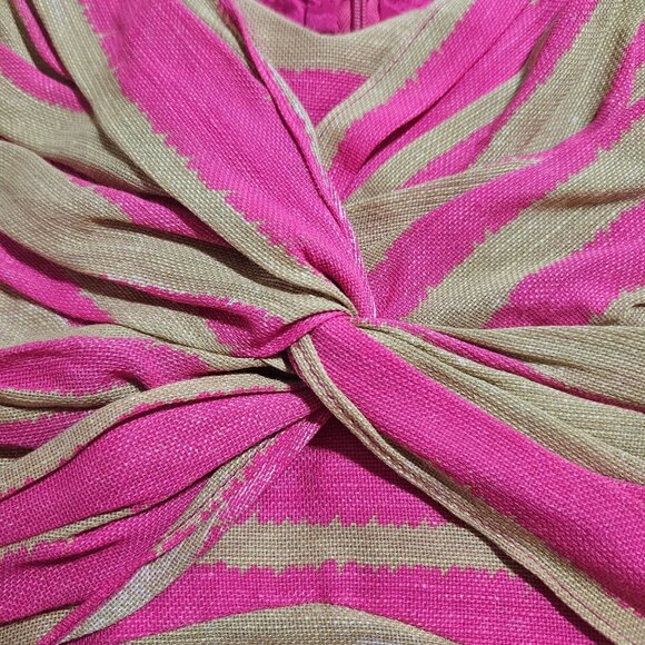 Nanette Lepore Women’s Silk Linen Pink/Gold Metallic M Dress Glamcore Partycore - Picture 12 of 14